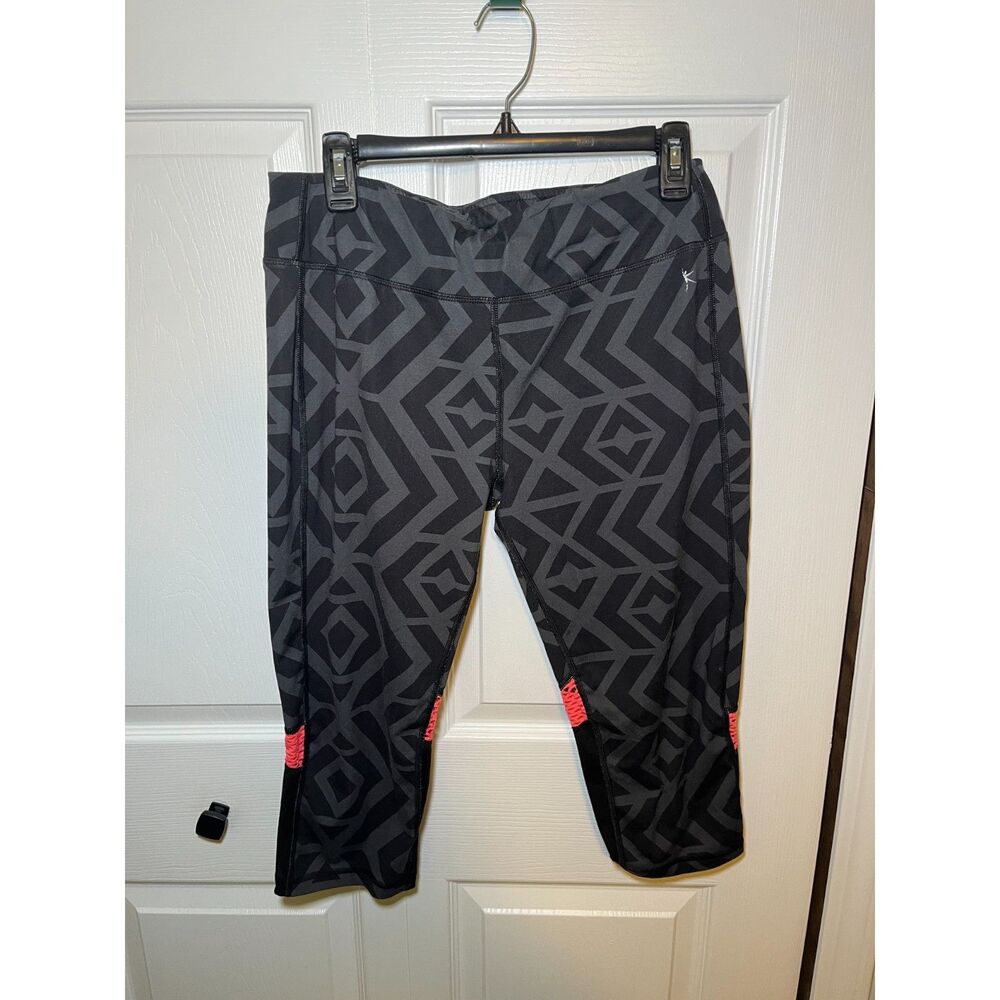 Danskin Now Capri Leggings Womens Large Black Geometric Athletic Pants